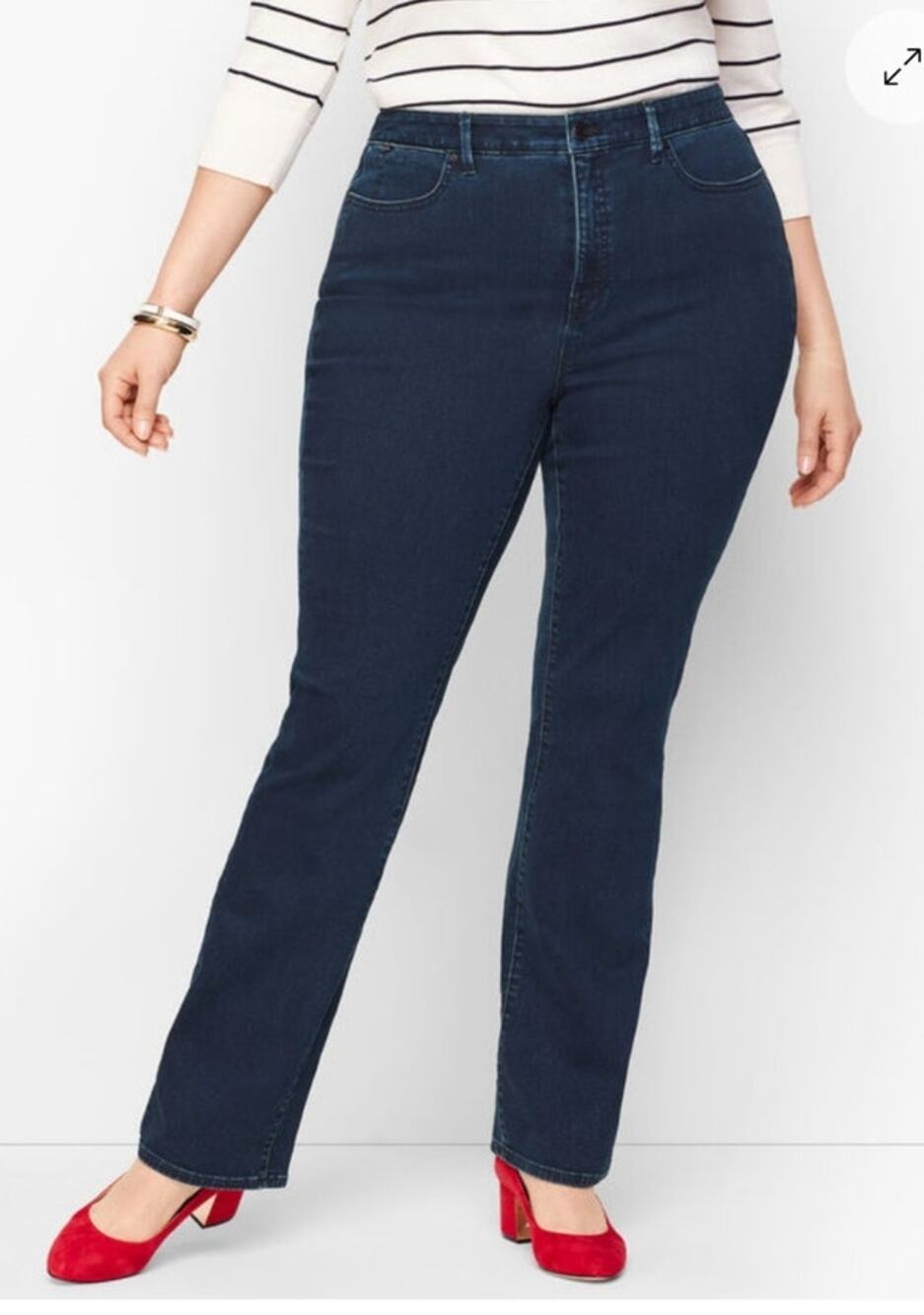 Talbots Women 18 Petite Dark Wash Flawless Five Pocket Bootcut Denim Jeans